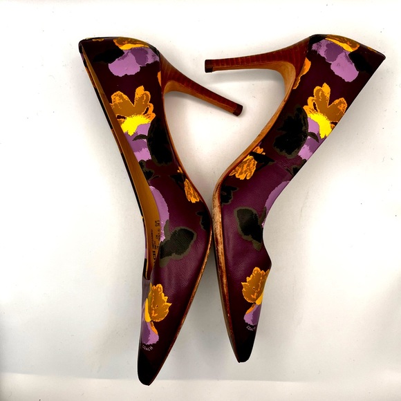 COACH DEEP PURPLE FLORAL PUMPS - Picture 2 of 11